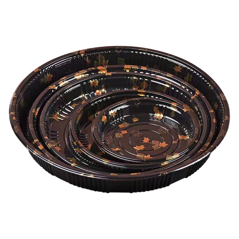 Disc sushi box disposable take-out packing box PET transparent plastic packaging box with lid gold leaf printing direct sales
