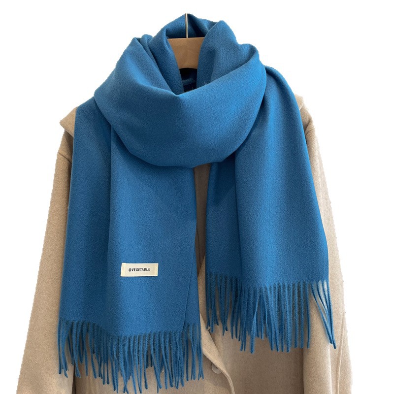 Picture of Blue Imitation Cashmere Scarf for Women 2025 New Winter K-Style Thickeneded Light Blue Scarf Versatile Dual-Use Shawl