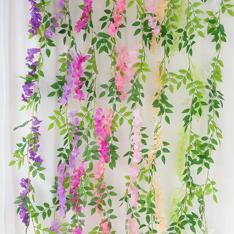 Picture of Simulation wisteria flower false Flower Vine decorative flower winding hanging flower plastic flower Vine string flower plant pipe shading flower