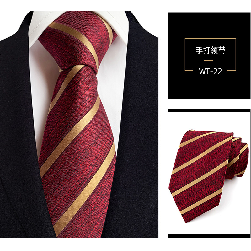 Picture of 8cm hand tie polyester yarn-dyed men's formal wear striped professional business suit accessories manufacturers in stock wholesale