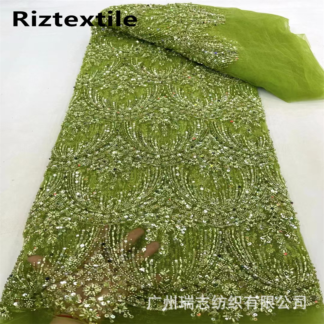 Picture of 3D Bead Tube Sequins Embroidered African Lace Wedding Dress Fashion Lace Fabric French Lace Fabric