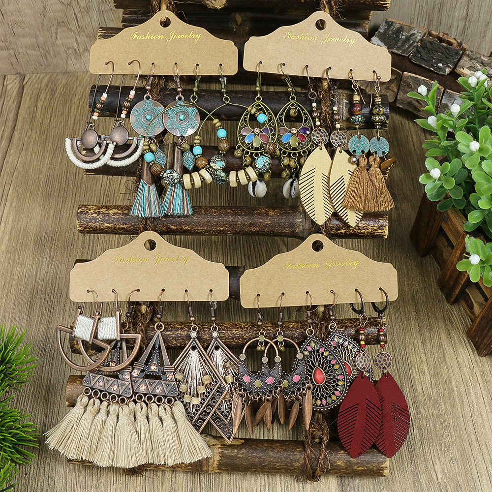 European and American Cross-border New Earrings Three-piece Set Cross-border Hot Selling Bosimi Long Tassel Earrings Tassel Earrings Set
