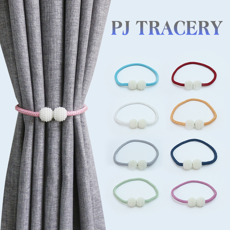 Picture of Curtain Tiebacks Wholesale Cross-Border No-Drill Large Pearl Magnetic Curtain Tiebacks Curtain Buckle Straps Curtain Accessories