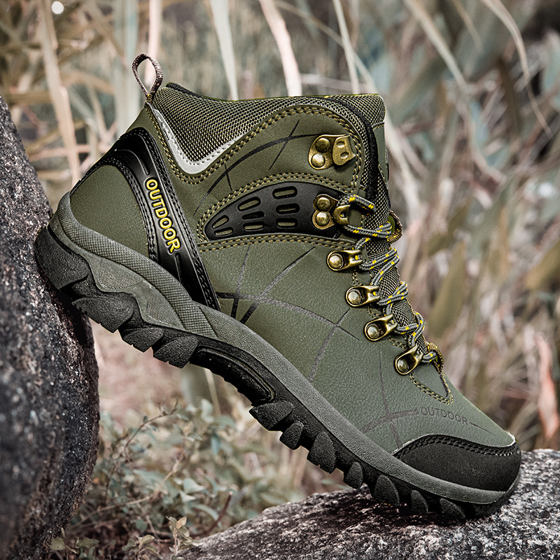2025 Cross-Border Hiking Shoes Camping Shoes Large Size Men's Shoes Couples High-Top Leather Hiking Shoes Autumn and Winter Women's Casual Sports