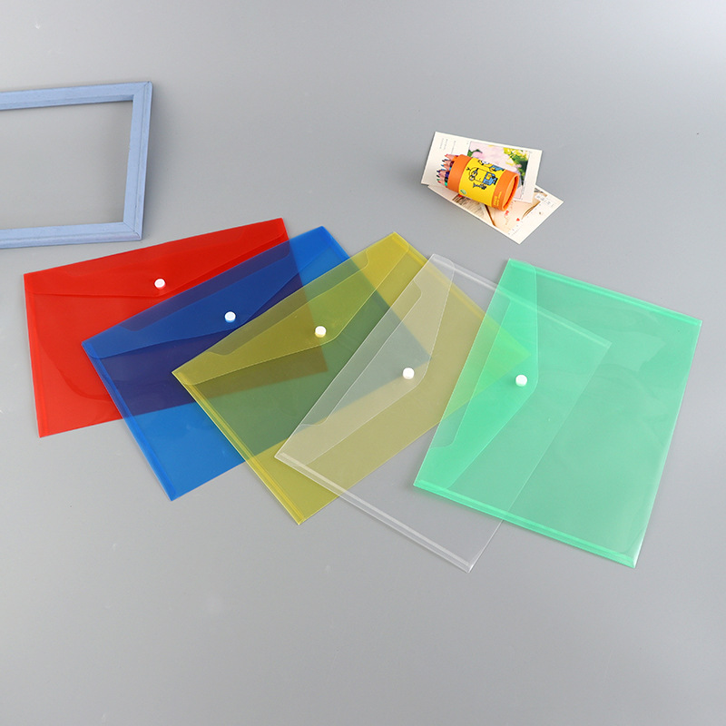 Picture of Transparent snap file bag a4 a5 pp plastic student file storage bag color folder wholesale can be set