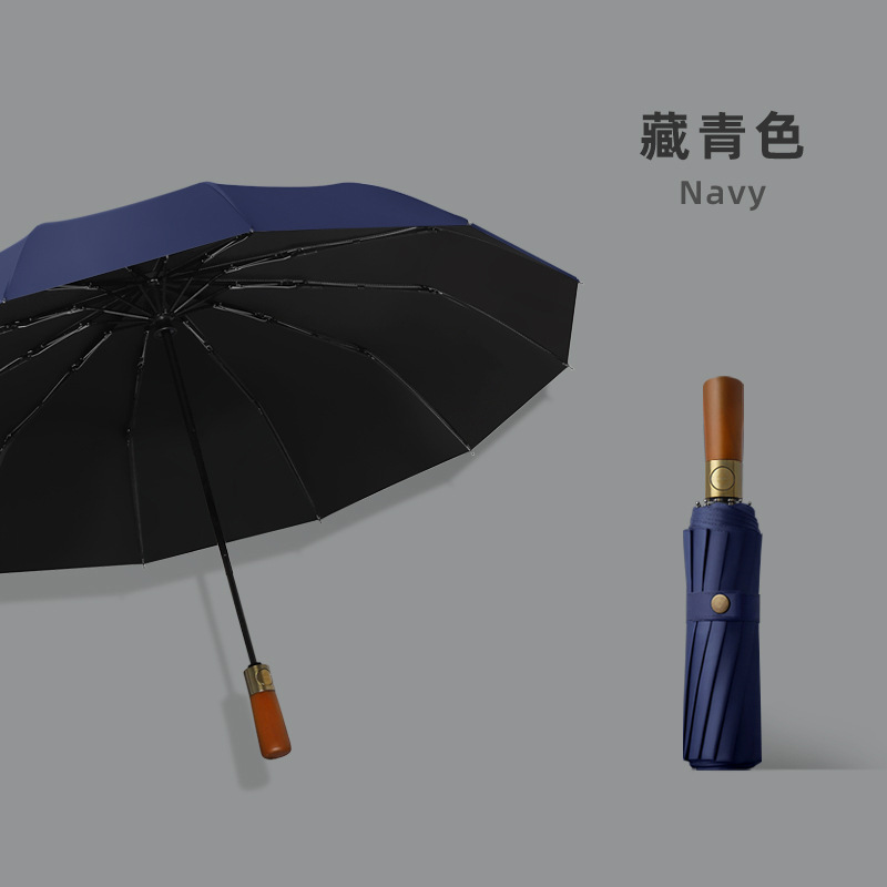 Picture of Three-fold automatic umbrella log handle lettering sunny umbrella men's business folding umbrella printed logo high-end gift umbrella