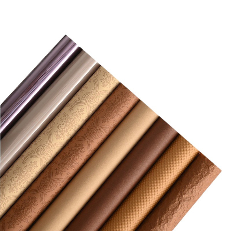 Autumn and winter brown wrapping paper Fenghua paper embossed paper Maillard series bouquet wrapping paper flower wrapping paper