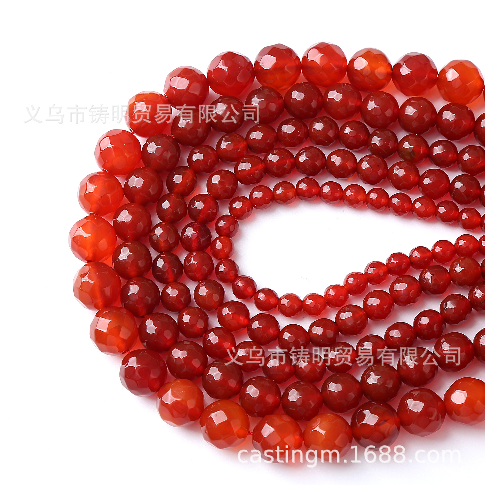 Picture of 5A cut red agate loose beads faceted red agate round beads hand woven beaded crystal necklace accessories