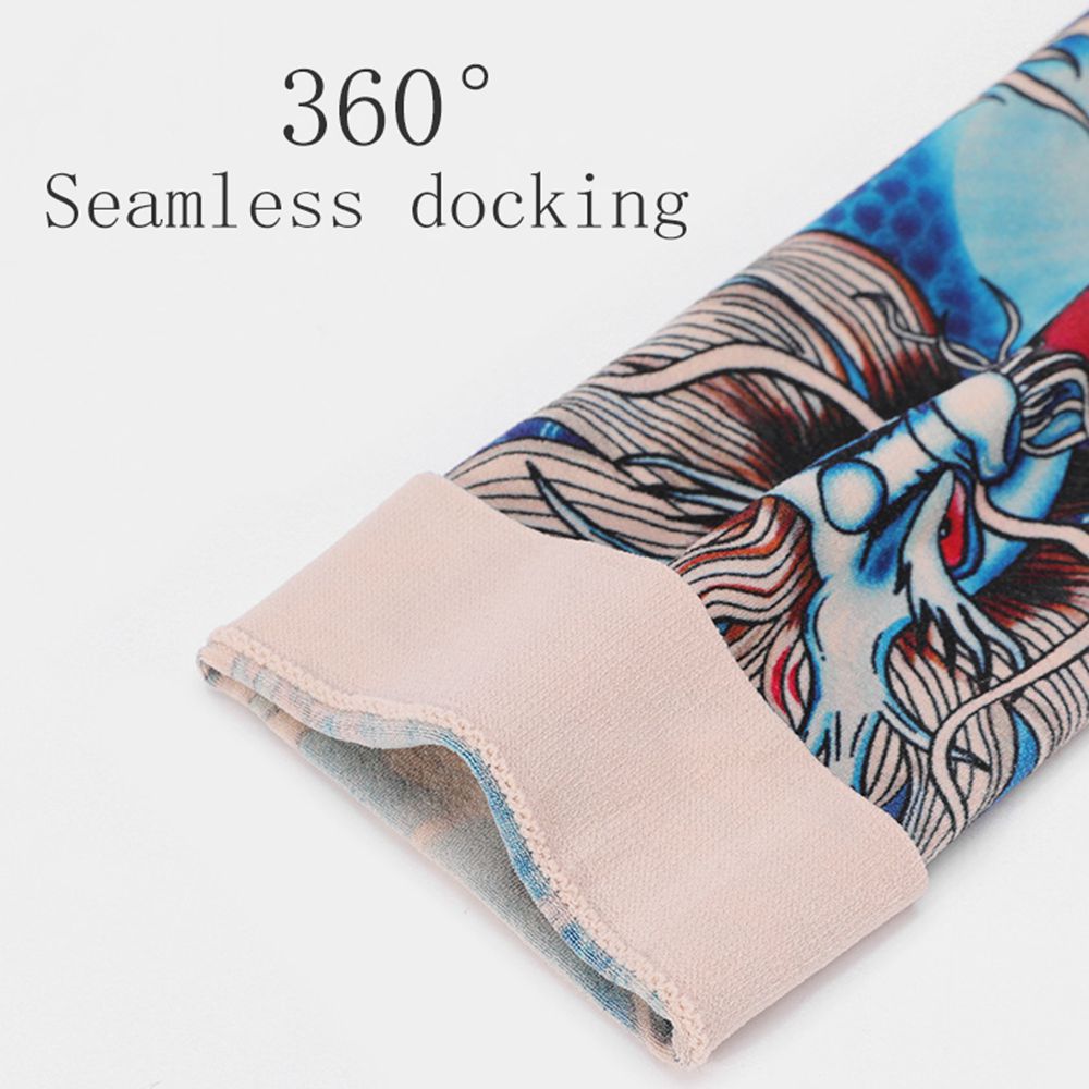 Picture of Ice Silk Tattoo Sleeve Men's Outdoor Driving Sunscreen Sleeve Women's Riding Arm Arm Sleeve Trendy Men's Flower Arm Sleeve