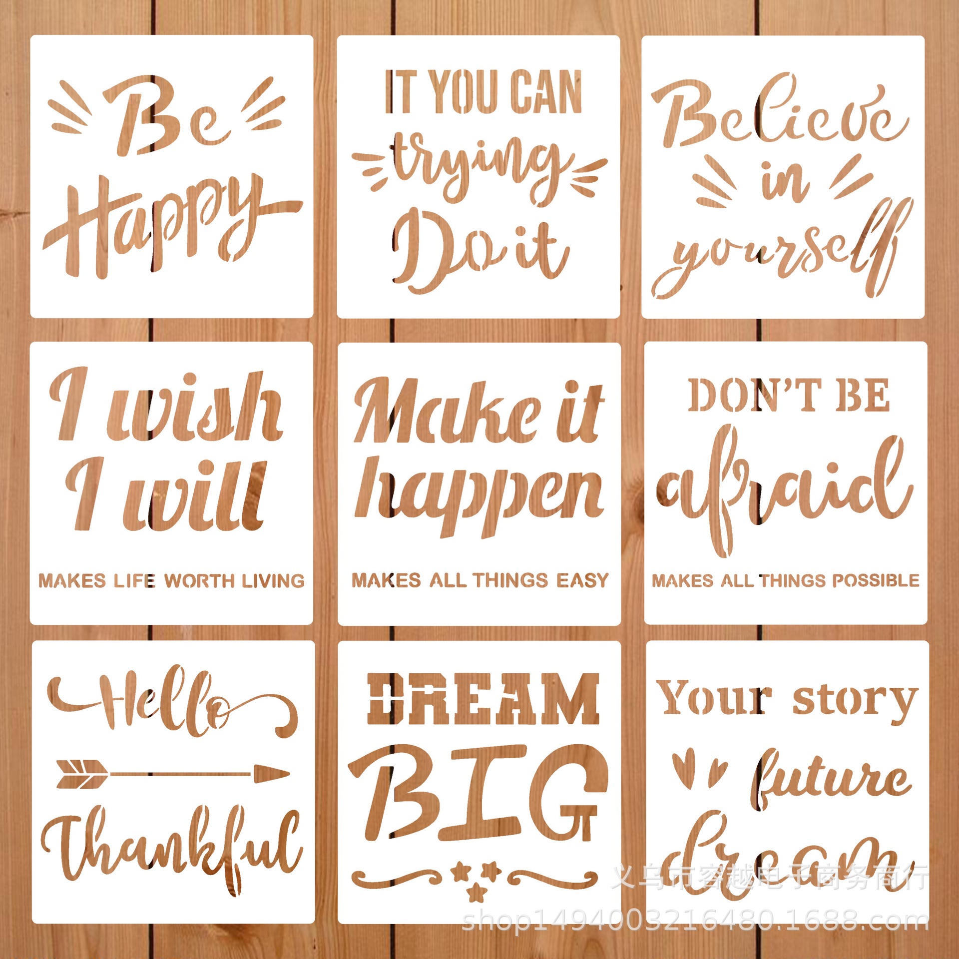 Creative letter painting template inspirational English hand account DIY photo album theme lace ruler Amazon drawing board