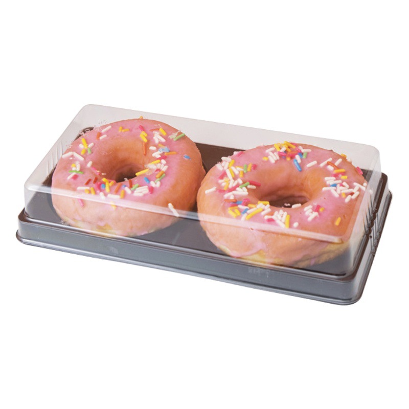 Single Two Donut Packing Box Durian Crisp Snow Mei Niang Blister Box Disposable Transparent Dessert Box