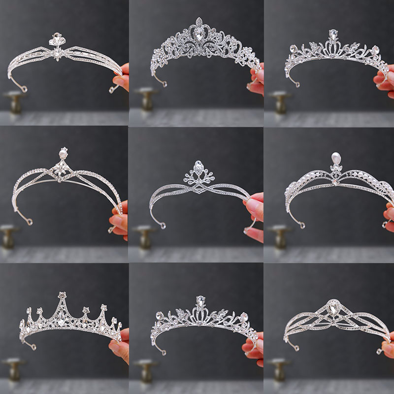 Bride Crown Headwear Bride Rhinestone Crown Wedding Yarn Ceremony Costume Eighteen Years Old Adult Ceremony Birthday Princess Hair Accessories