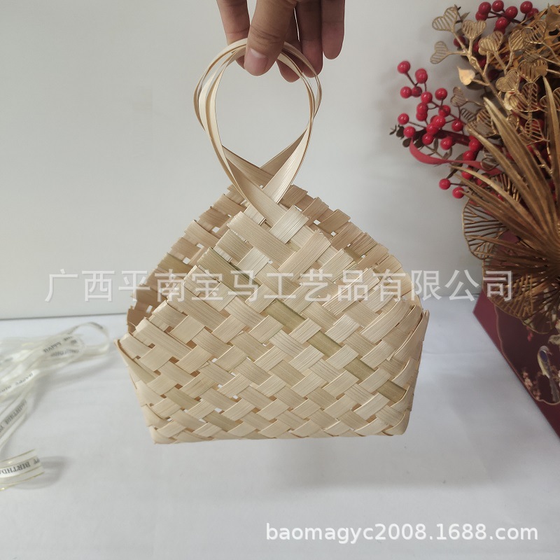 New Gift Basket Bamboo Handbag Wedding Gift Basket Companion Gift Box Bamboo Bag Women's Handmade Bamboo Woven Holder