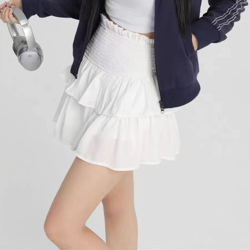 Short skirt women's cake skirt white puffy skirt high waist skirt girl style close-fitting skirt black ballet skirt