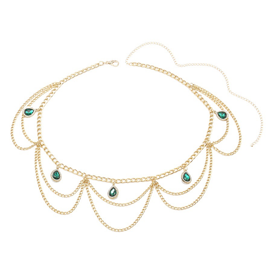 European and American cross-border punk hip hop multi-layer exaggerated body chain female creative personality imitation pearl pendant waist chain wholesale