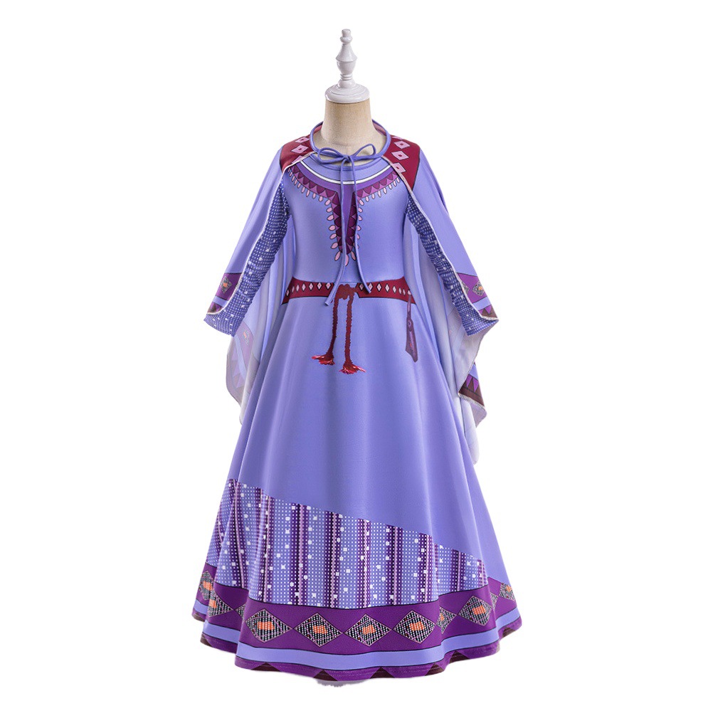 Halloween Girls Asha Cos Costume Star Wish Asha Princess Dress Stage Costume Kidsren's Dress Cosplay Costume