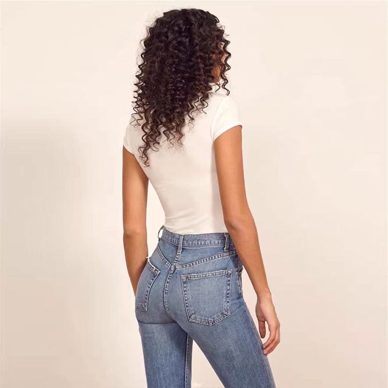Picture of Summer 2025 Amazon European and American Cross-border Women's Sexy Tight Cotton Rib Crewneck Romper bodysuit
