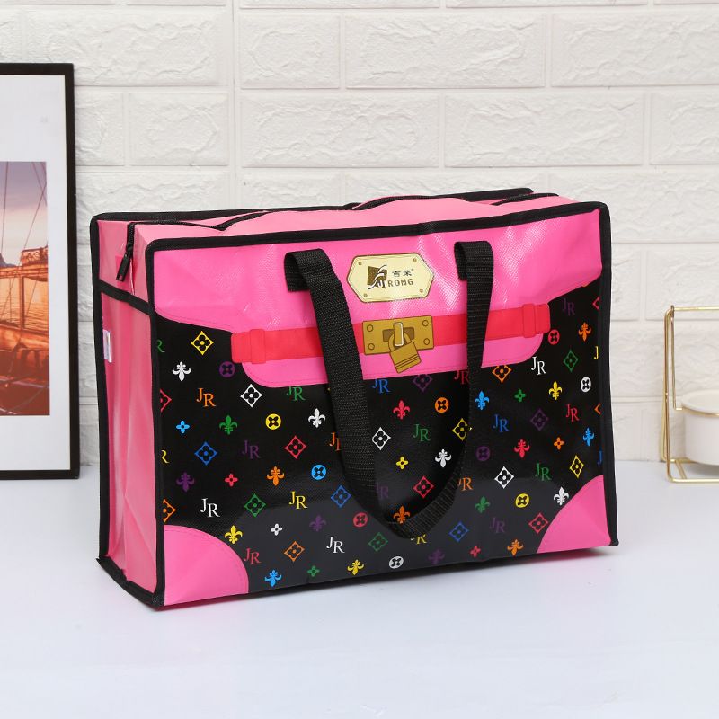 Fashion color film coated non-woven tote bag creative printing gift packaging shopping bag large home textile storage bag