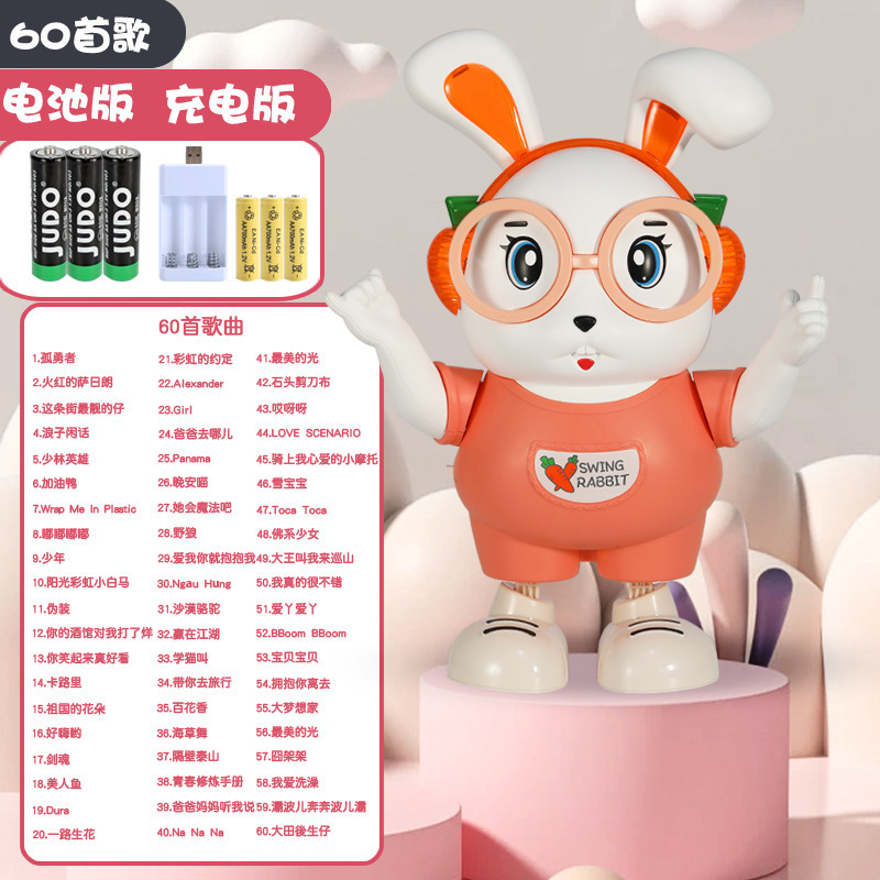 Picture of Tiktok same electric dancing little cute rabbit children singing robot rabbit baby Light Music toys wholesale