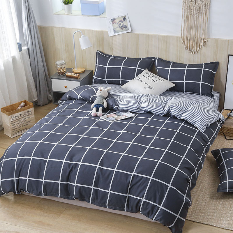 Picture of Small fresh sanding quilt cover four-piece water-washed cotton bed sheet quilt cover simple student dormitory single three-piece wholesale