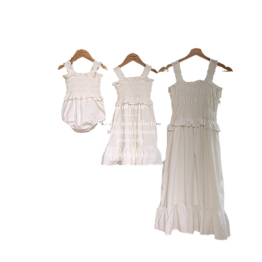 Picture of Korean-style Mother-daughter Parces' Ins-style Baby Girl's Lace dress Baby's Fresh-style Sling Ass-fitted Fart Clothes