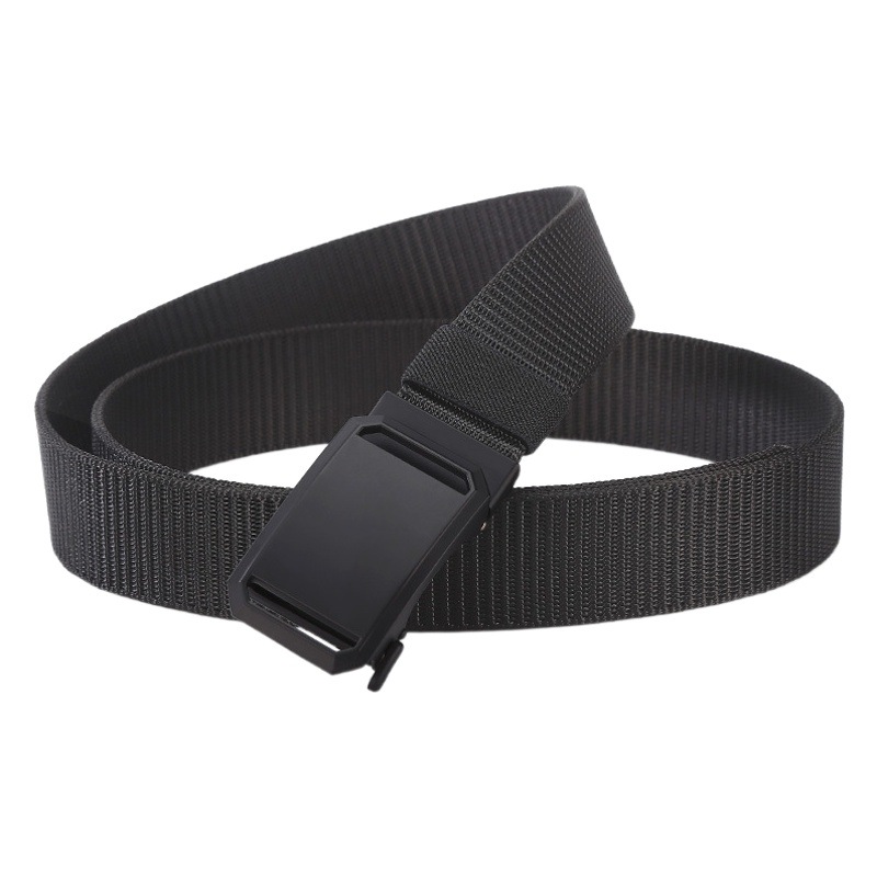 Alloy toothless automatic buckle tank pattern nylon belt unisex outdoor training tactical woven belt wholesale