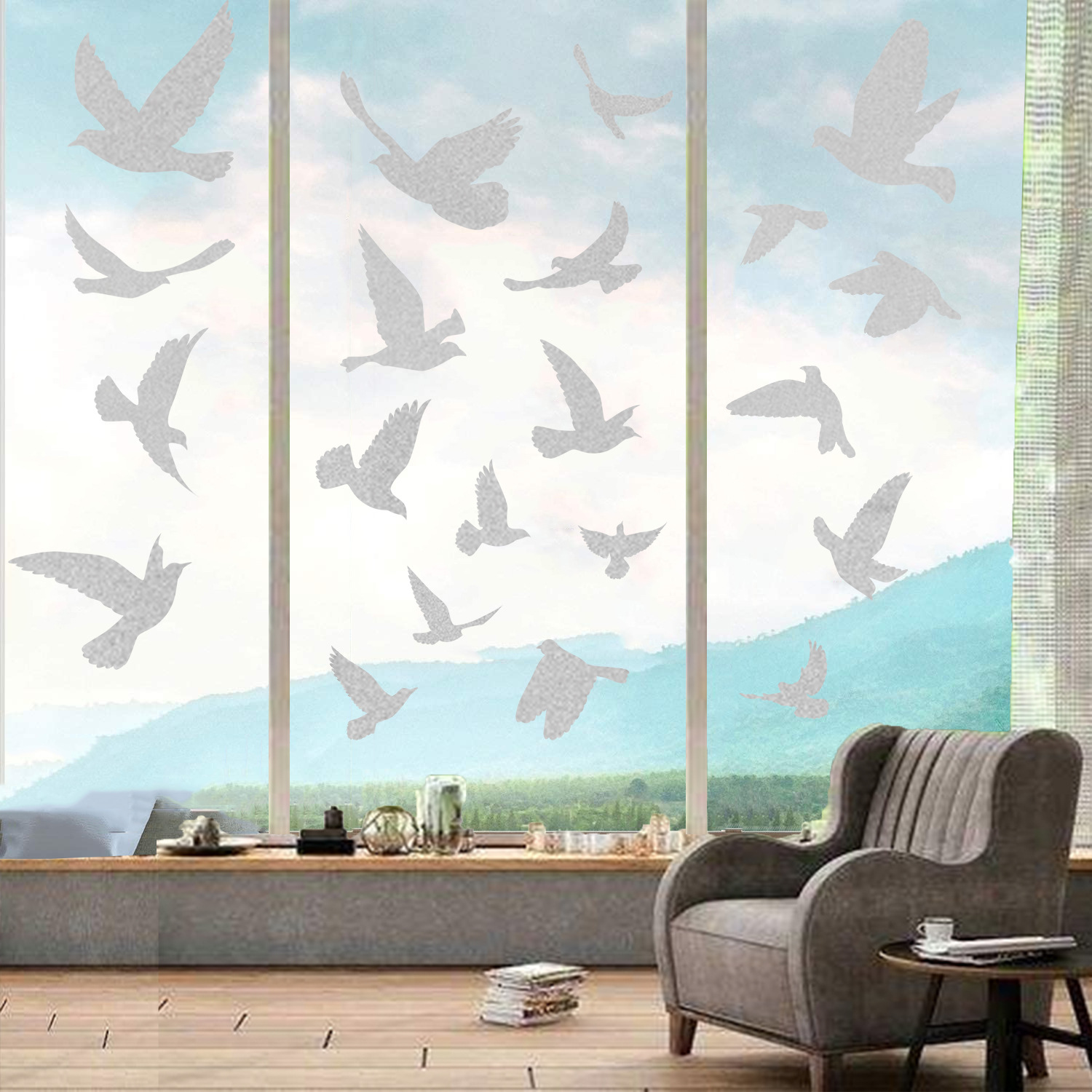 The new cross-border Amazon anti-collision bird paper electrostatic window sticker protection birds hit pigeons stickers 23 pack