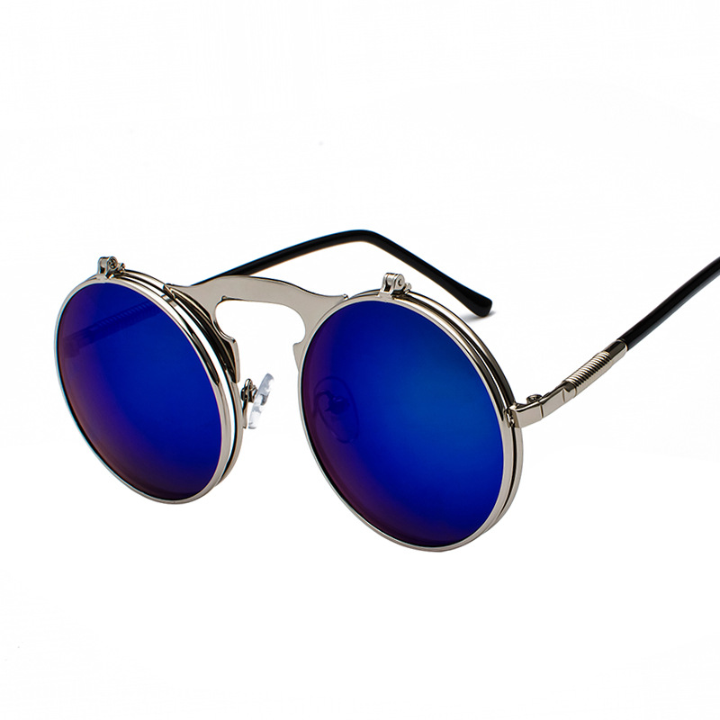 Picture of Jet 3057 Retro Metal Steampunk Flip Sunglasses Flip Sunglasses for Men and Women Trendy Round Frame Prince Mirror