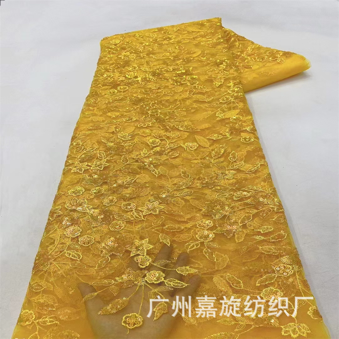 2024 manufacturers new laminated plant flower embroidery high set dress fabric cross-border children's dress princess skirt embroidered cloth