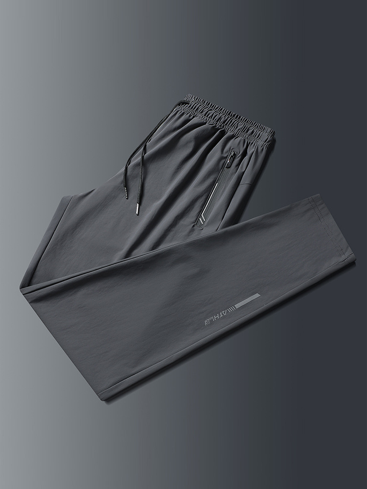 Outdoor Ice Silk Pants Men's Ultra-thin Summer Men's Pants High Stretch Sports Casual Pants Quick-drying Silky Icy Straight Pants