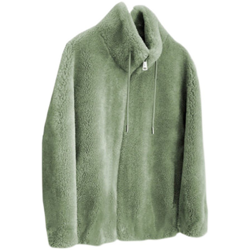 Picture of Women's Fashionable Coat Ins Winter fleece-lined Thickened Double-sided Fleece Vertical Collar Warm Sweater Women's Cardigan Zipper Fleece
