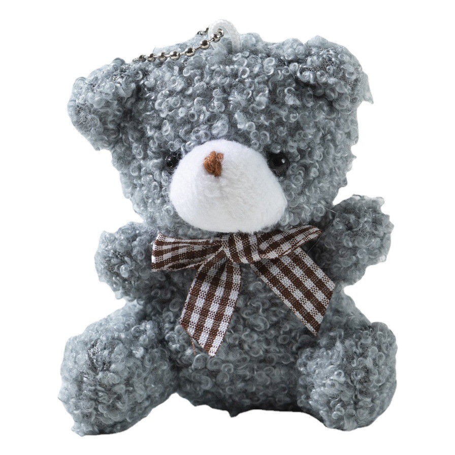 Cute cartoon mini bow tie bear short plush doll toy bag car keychain pendant doll wholesale