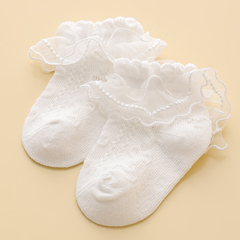 Picture of 23 Years Girls Socks Summer Thin Children Lace Socks Lace Baby Princess Socks White Dance Socks Latin Dance
