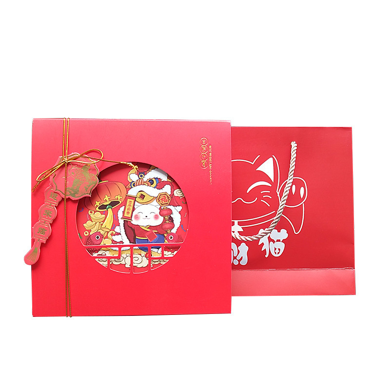 Picture of 2026 New Year Candy Box Four-Piece Egg Yolk Pastry Box Creative Nougat Snowflake Pastry Packaging Box High-End Gift Box