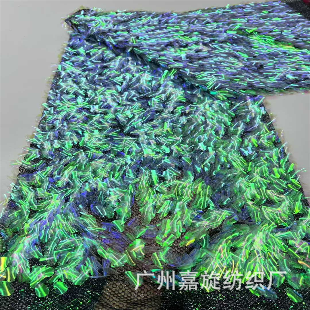 Fashion Colorful Sequins Large Melon Slices Mesh Fabric Wedding Dresses Performance Wear Fabric Wholesale Sequins lace