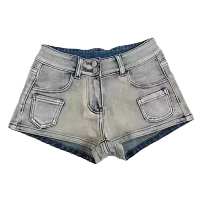 Spice Girls Retro Fashion Denim Shorts Women's Summer New Low Waist Small Slim Hot Pants Straight Hot Pants