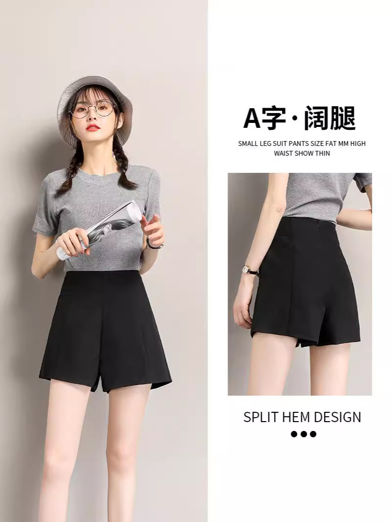 Shorts for Women Summer 2024 New High-Waist Outer Wear A-Line Loose Slimming Look Wide-Leg Black Suit Pants to Show Leg Length