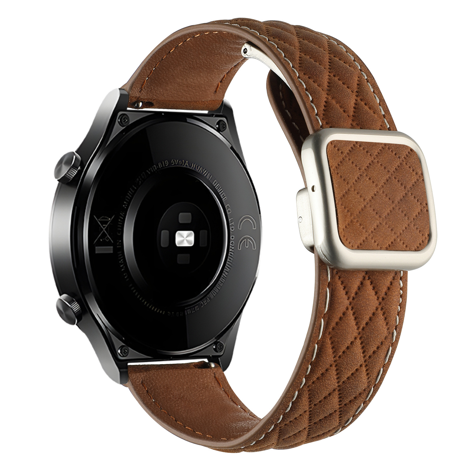 Picture of Suitable for Huawei Gt5 Samsung Watch Xiaomi S4 Genuine Leather Quilted Pattern Double-Sided Leather Magnetic Square Buckle Watch Strap Gt6