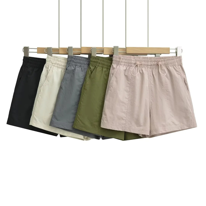 Japanese Summer New Sports Casual Thin Quick-drying Shorts Spice Girls Staggy High Waist Drawstring Straight Wide-leg Pants for Women