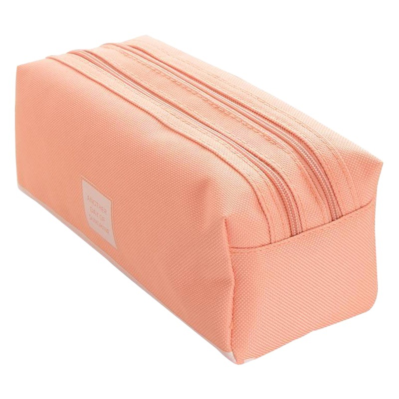 Picture of Portable Stationery Bag Double-layer Oxford Cloth Double-pull Pencil Bag Simple Large Capacity Primary and Secondary School Students Portable Zipper Pencil Bag