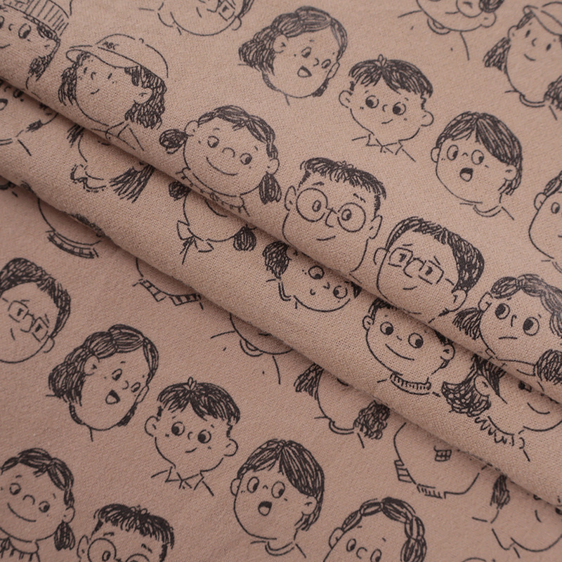Picture of in stock cotton autumn and winter sanding children's clothing printed fabric group photo floral boys shirt bloomers fabric
