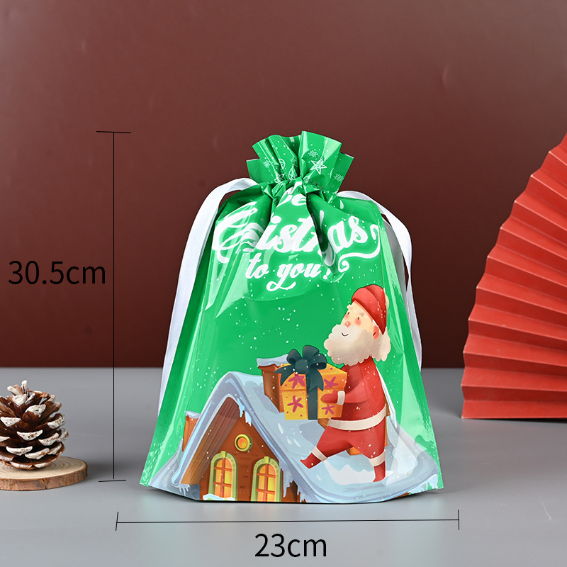 Picture of Cross-border Amazon Christmas Gift Bag Drawstring Bag Christmas Gift Packaging Bag Ping An Fruit Snowflake Crisp Bag