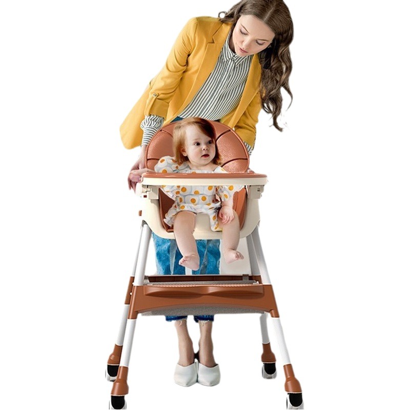 Children's Dining Chair with Adjustable Settings, Portable Home Dining Table and Chair for Babies and Toddlers, Rocking Chair with Silent Universal Wheels