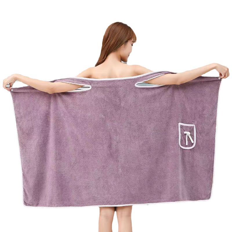 Picture of Bath Skirt Wearing Bath Towel Gown Women's Coral Fleece Sling Bath Skirt Bathrobe Factory in stock Absorbent Bath Large Bath Towel Skirt