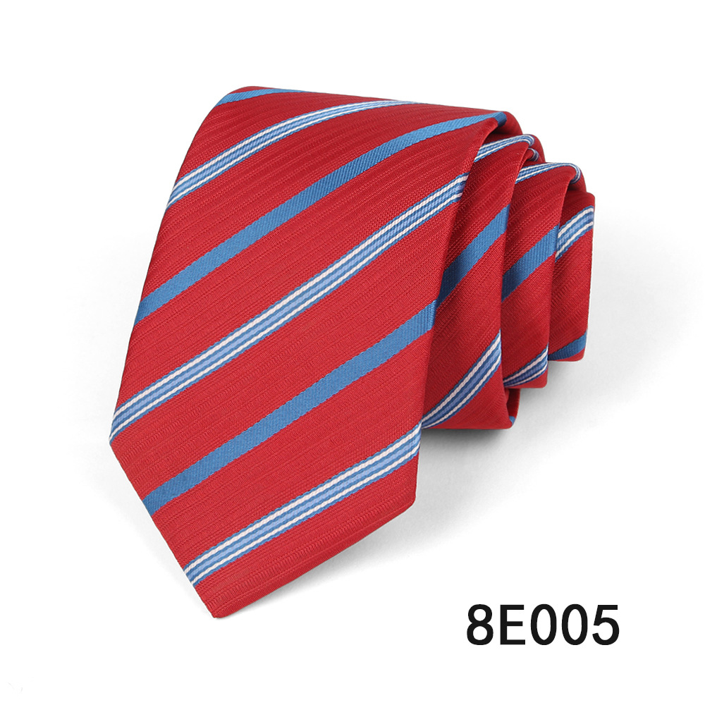 Picture of Men's Tie Business Casual Stripesd Tie 8cm Polyester Jacquard Embroider Print Tie Wholesale Formal Wear