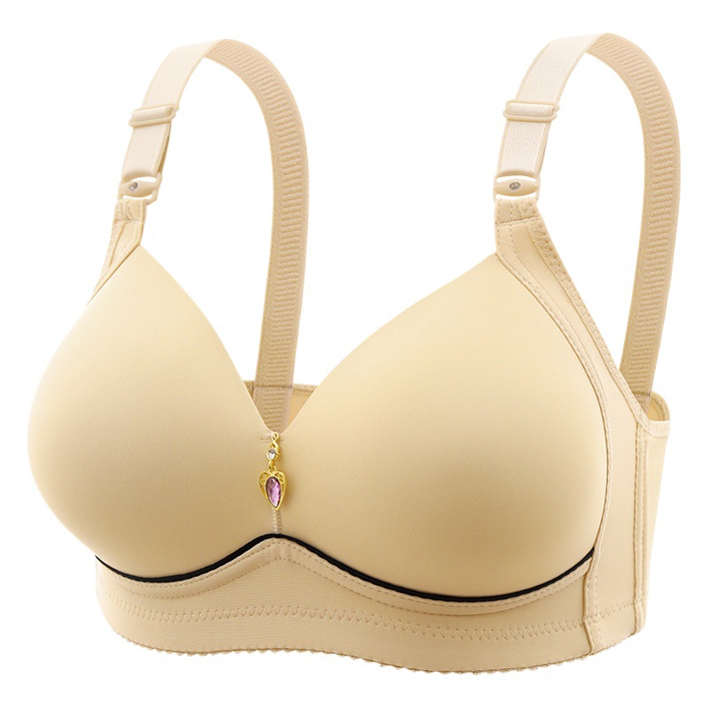 Cross-Border Wireless Breathable Side Support Women's Underwear, Non-Magnetic Thin Cup Smooth Plus-Size Bra, Slimming and Gathering Effect