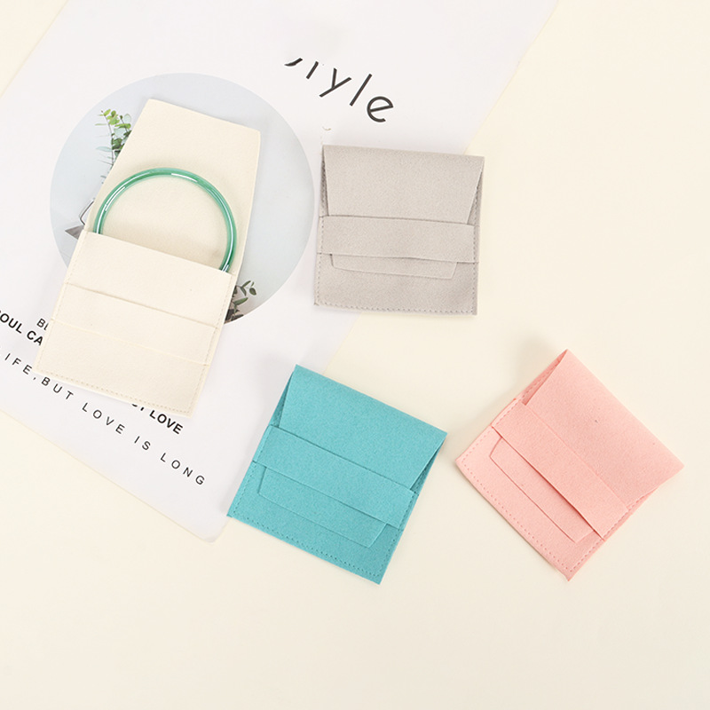 Microfiber Drawstring Jewelry Bag, Creative Velvet Jewelry Storage Bag, Ring Necklace Snap Bag, Portable Packaging Bag, in Stock