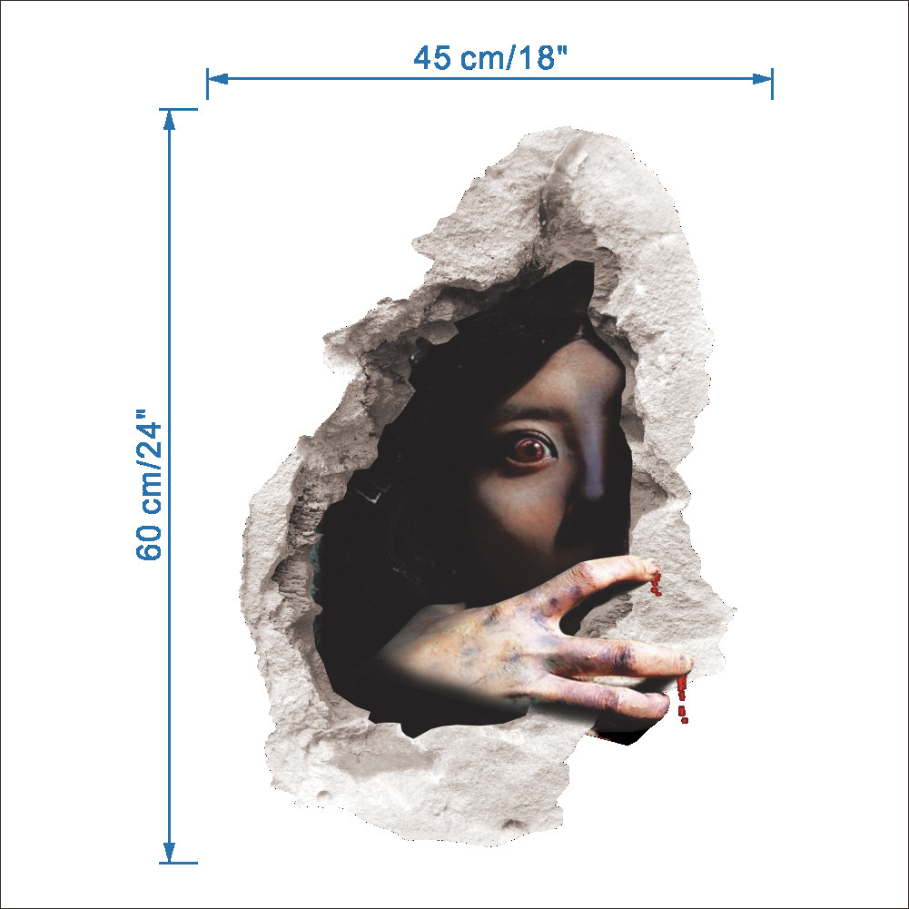 Picture of Foreign trade horror wall stickers Halloween 3D wall stickers bedroom living room trick female ghost decorative painting wholesale