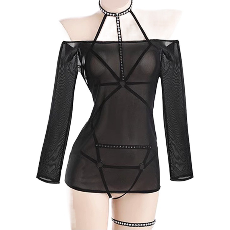Plus Size Sexy Lingerie, Sexy Pajamas, Pure Desire, No-Remature Flirting, Sexy Pajamas, See-Through Jumpsuit, Hip-Covering Skirt Suit