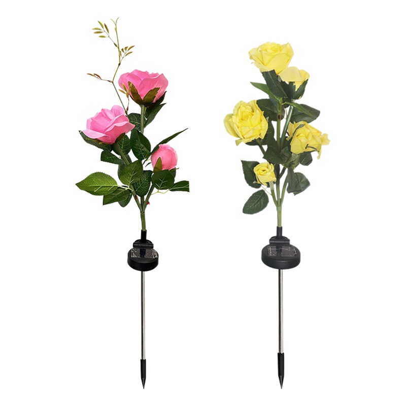 Cross-Border Supply of Led Simulated Rose Solar Lights Courtyard Garden Outdoor Waterproof Lawn Decorative Landscape Lights